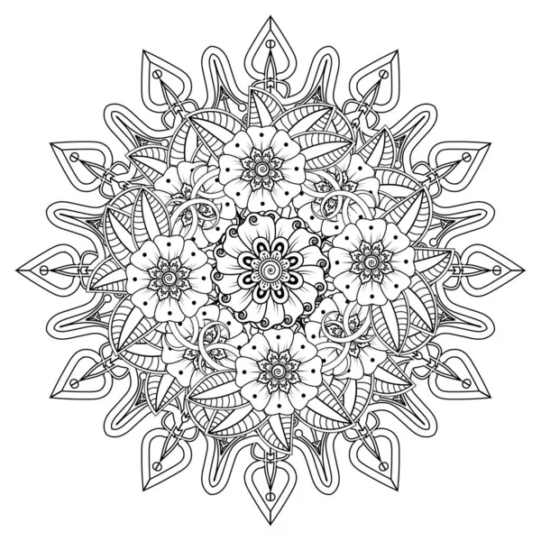 Floral Background with mehndi flower. Decorative ornament in ethnic oriental style, doodle ornament, outline hand draw. Coloring book page.
