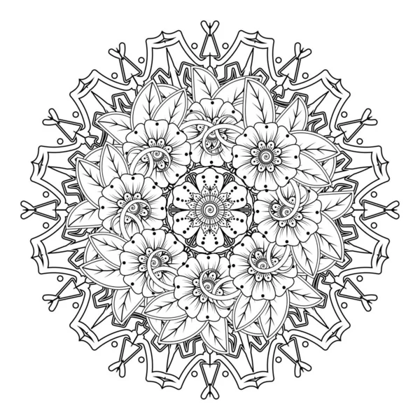 Floral Background with mehndi flower. Decorative ornament in ethnic oriental style, doodle ornament, outline hand draw. Coloring book page.