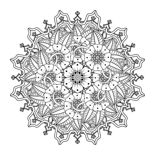 Floral Background with mehndi flower. Decorative ornament in ethnic oriental style, doodle ornament, outline hand draw. Coloring book page.