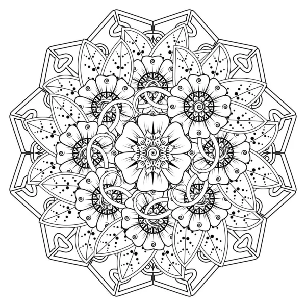 Floral Background with mehndi flower. Decorative ornament in ethnic oriental style, doodle ornament, outline hand draw. Coloring book page.