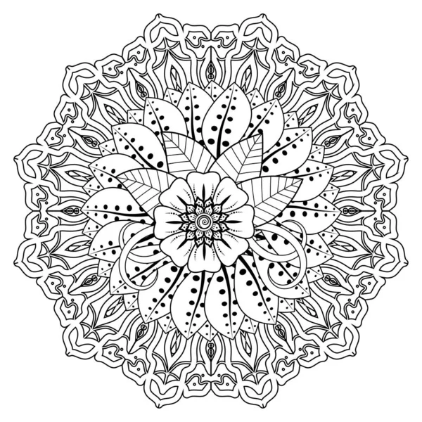 Floral Background with mehndi flower. Decorative ornament in ethnic oriental style, doodle ornament, outline hand draw. Coloring book page.