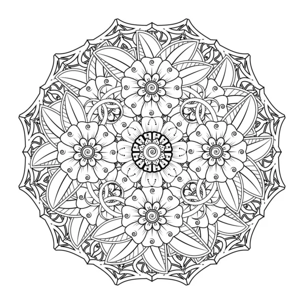 Floral Background with mehndi flower. Decorative ornament in ethnic oriental style, doodle ornament, outline hand draw. Coloring book page.