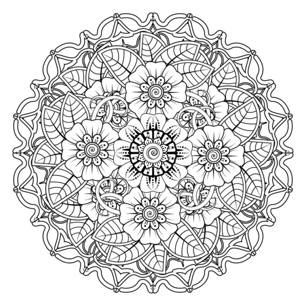 Floral Background with mehndi flower. Decorative ornament in ethnic oriental style, doodle ornament, outline hand draw. Coloring book page.