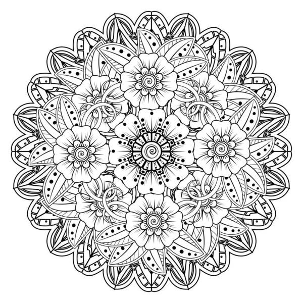 Floral Background with mehndi flower. Decorative ornament in ethnic oriental style, doodle ornament, outline hand draw. Coloring book page.