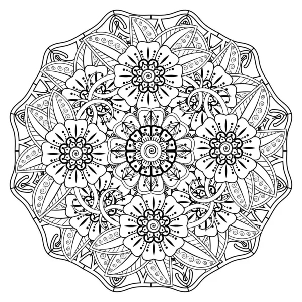 Floral Background with mehndi flower. Decorative ornament in ethnic oriental style, doodle ornament, outline hand draw. Coloring book page.