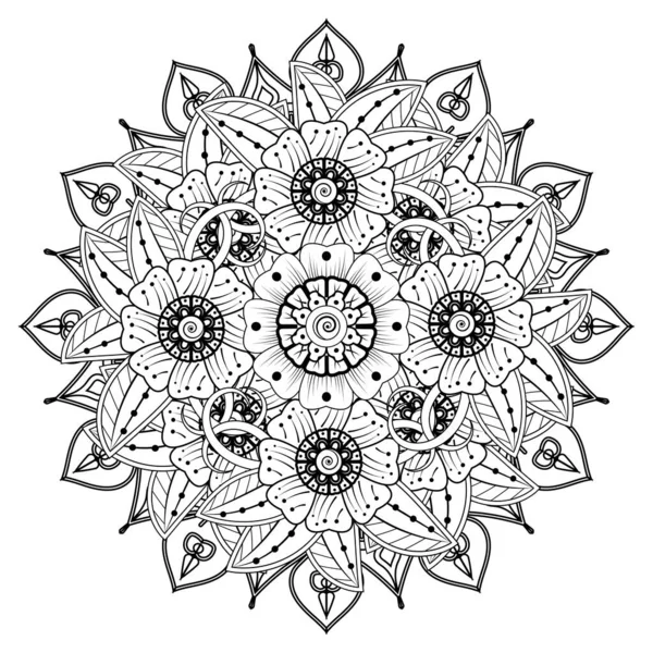 Floral Background with mehndi flower. Decorative ornament in ethnic oriental style, doodle ornament, outline hand draw. Coloring book page.