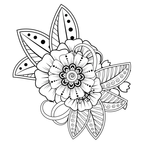 Floral Background with mehndi flower. Decorative ornament in ethnic oriental style, doodle ornament, outline hand draw. Coloring book page.