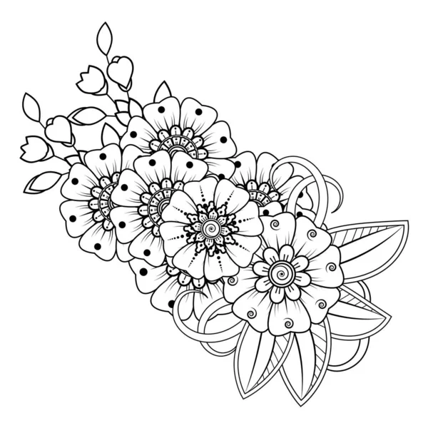 Floral Background with mehndi flower. Decorative ornament in ethnic oriental style, doodle ornament, outline hand draw. Coloring book page.