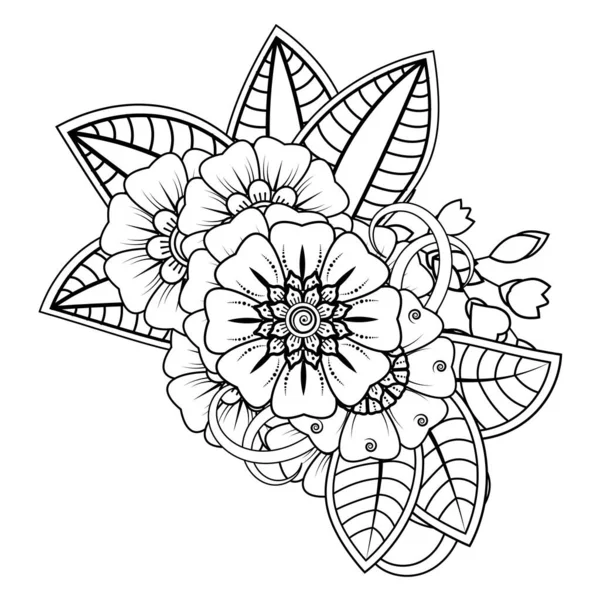 Floral Background with mehndi flower. Decorative ornament in ethnic oriental style, doodle ornament, outline hand draw. Coloring book page.