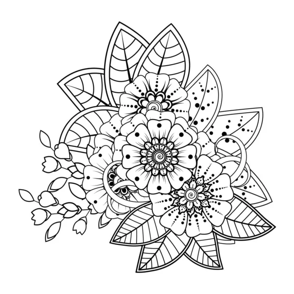 Floral Background with mehndi flower. Decorative ornament in ethnic oriental style, doodle ornament, outline hand draw. Coloring book page.
