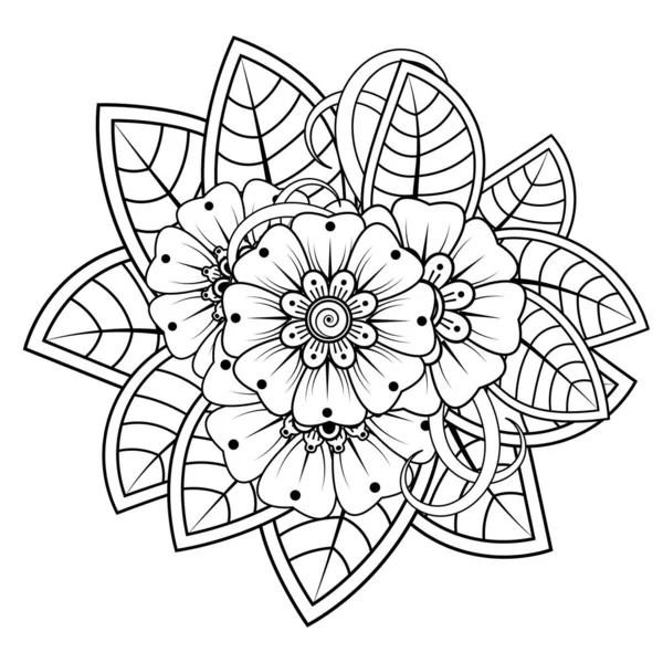 Floral Background with mehndi flower. Decorative ornament in ethnic oriental style, doodle ornament, outline hand draw. Coloring book page.