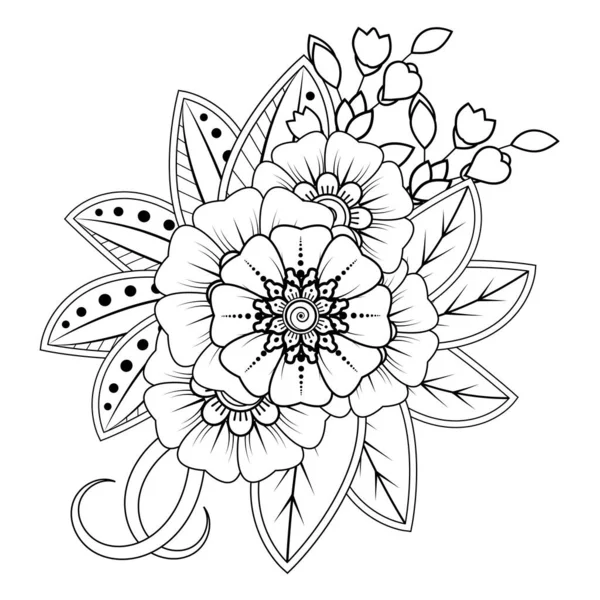 Floral Background with mehndi flower. Decorative ornament in ethnic oriental style, doodle ornament, outline hand draw. Coloring book page.