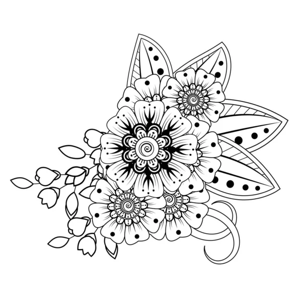 Floral Background with mehndi flower. Decorative ornament in ethnic oriental style, doodle ornament, outline hand draw. Coloring book page.