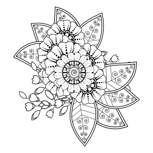 Floral Background with mehndi flower. Decorative ornament in ethnic oriental style, doodle ornament, outline hand draw. Coloring book page.