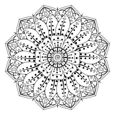 Floral Background with mehndi flower. Decorative ornament in ethnic oriental style, doodle ornament, outline hand draw. Coloring book page.