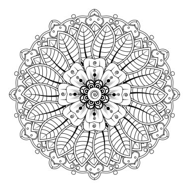 Floral Background with mehndi flower. Decorative ornament in ethnic oriental style, doodle ornament, outline hand draw. Coloring book page.