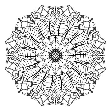 Floral Background with mehndi flower. Decorative ornament in ethnic oriental style, doodle ornament, outline hand draw. Coloring book page.