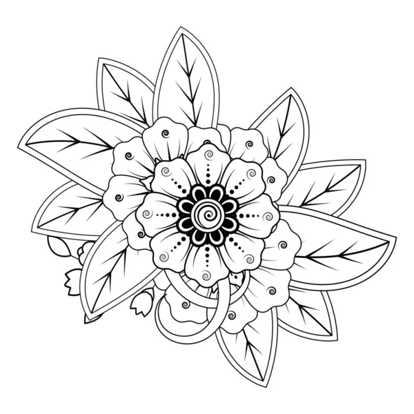 Floral Background with mehndi flower. Decorative ornament in ethnic oriental style, doodle ornament, outline hand draw. Coloring book page.