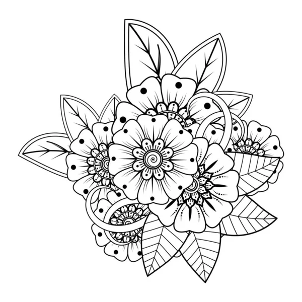 Floral Background with mehndi flower. Decorative ornament in ethnic oriental style, doodle ornament, outline hand draw. Coloring book page.