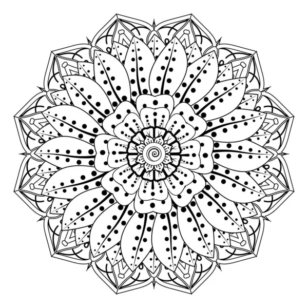 Floral Background with mehndi flower. Decorative ornament in ethnic oriental style, doodle ornament, outline hand draw. Coloring book page.