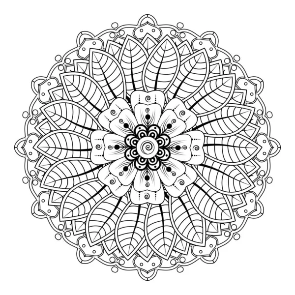 Floral Background with mehndi flower. Decorative ornament in ethnic oriental style, doodle ornament, outline hand draw. Coloring book page.