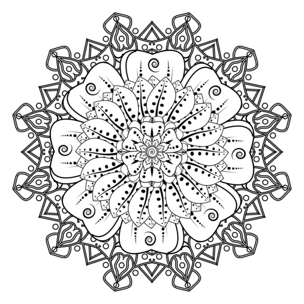 Floral Background with mehndi flower. Decorative ornament in ethnic oriental style, doodle ornament, outline hand draw. Coloring book page.