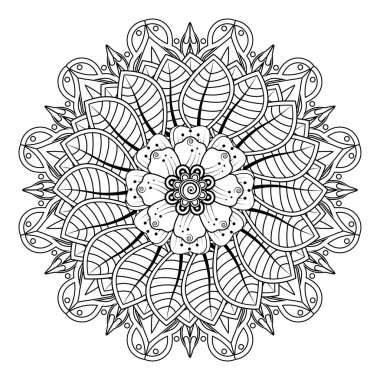 Floral Background with mehndi flower. Decorative ornament in ethnic oriental style, doodle ornament, outline hand draw. Coloring book page.