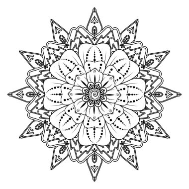 Floral Background with mehndi flower. Decorative ornament in ethnic oriental style, doodle ornament, outline hand draw. Coloring book page.