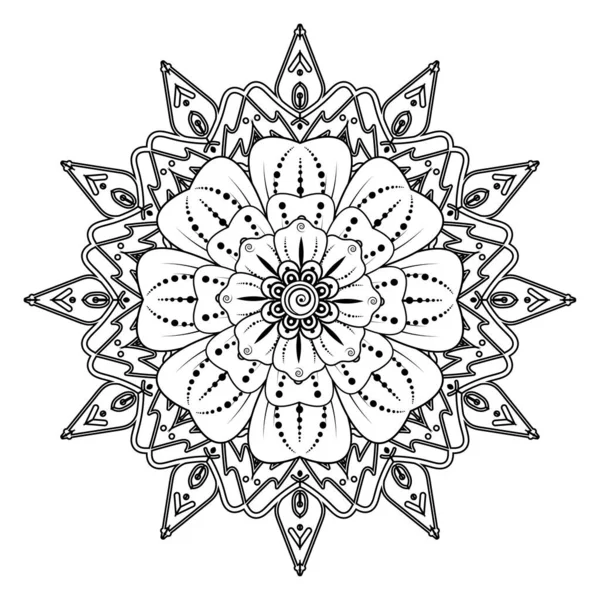 Floral Background with mehndi flower. Decorative ornament in ethnic oriental style, doodle ornament, outline hand draw. Coloring book page.