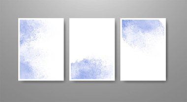cards with watercolor blots. Set of cards with hand drawn blots element on white background for your design. Design for your date, postcard, banner, logo.