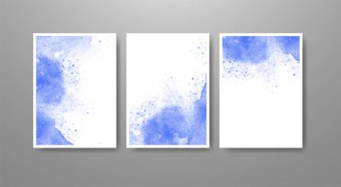 cards with watercolor blots. Set of cards with hand drawn blots element on white background for your design. Design for your date, postcard, banner, logo.