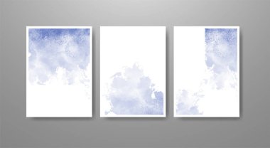 cards with watercolor blots. Set of cards with hand drawn blots element on white background for your design. Design for your date, postcard, banner, logo.