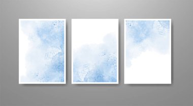 cards with watercolor blots. Set of cards with hand drawn blots element on white background for your design. Design for your date, postcard, banner, logo.