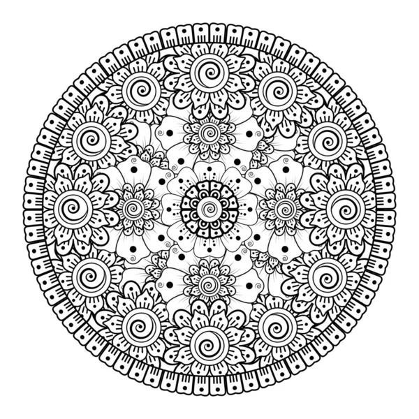 Okrągły Wzór Postaci Mandali Dla Henny Mehndi Tatuaż Dekoracja Dekoracyjna — Wektor stockowy