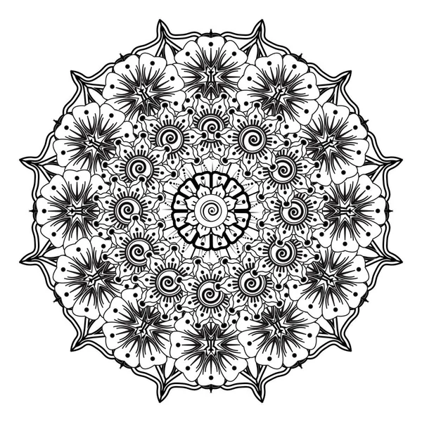 Patrón Circular Forma Mandala Para Henna Mehndi Tatuaje Decoración Adorno — Vector de stock