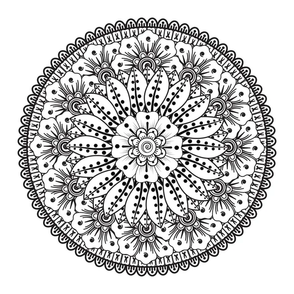 Circular Pattern Form Mandala Henna Mehndi Tattoo Decoration Decorative Ornament — Stock Vector