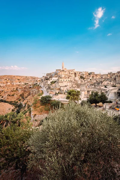 Matera Italia Agosto 2021 Amplia Vista Los Sassi Matera Desde — Foto de Stock