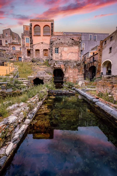 Catania Italy March 2022 Interior Roman Amphitheater Catania Reflection Water — Stockfoto