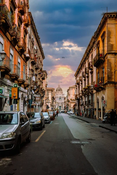 Catania Italy March 2022 Main Street Catania Facade Its Cathedral — Stockfoto