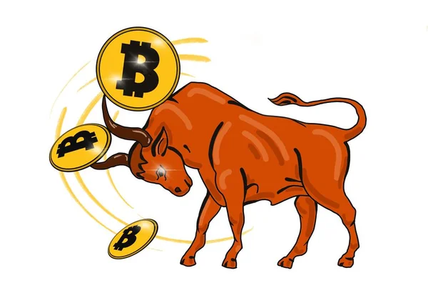 Bitcoin Bull Câmbio Criptomoeda Movimento Criptomoeda — Fotografia de Stock