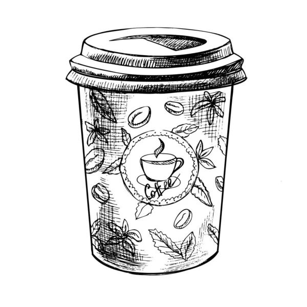 Hermoso Vector Dibujado Mano Café Para Ilustración Imagen Detallada Estilo — Vector de stock
