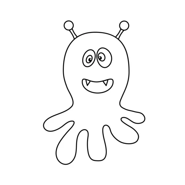 Cute Outline Monster Character Illustration Cartoon Vector Illustration Coloring Page — Stock Vector