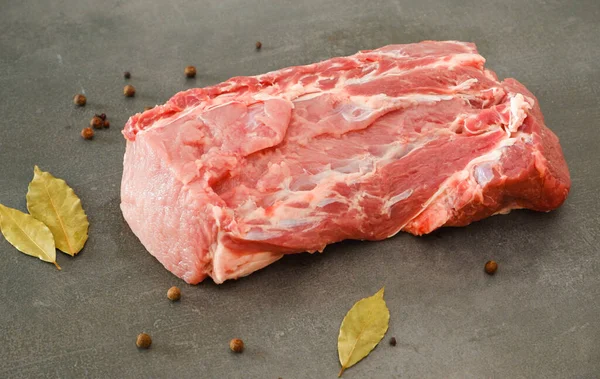 Raw Meat Large Juicy Fresh Piece Meat Gray Stone Cooking — Stock Photo, Image