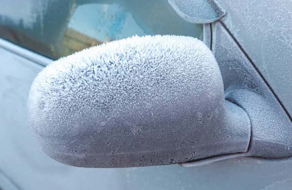 Матове Дзеркало Автомобіля Ранковий Мороз Машині Глибока Осінь — стокове фото