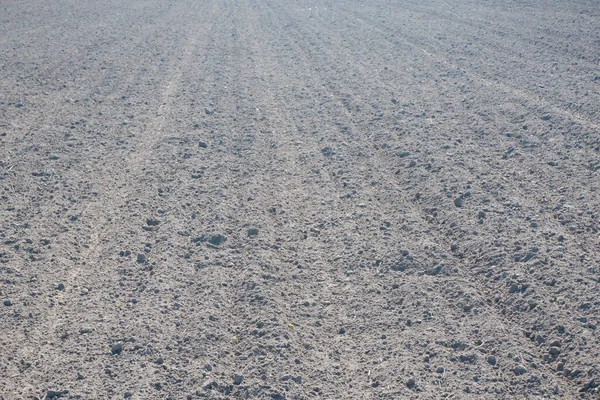 Photo Plowed Field Texture Black Soil Machining Soil Preparation Sowing — Stockfoto