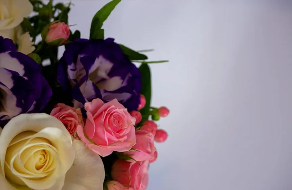 Sfondo Floreale Bouquet Rose Multicolori Primo Piano Sfondo Rose Multicolori — Foto Stock