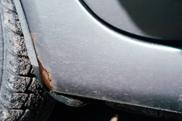 Corrosion Rouille Sur Corps Voiture Voiture Avec Rouille Corrosion Bitume — Photo