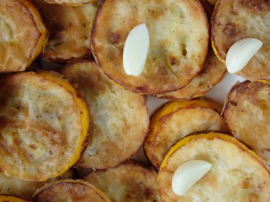 Fried Courgettes With Garlic. Healthy tasty snack, summer food