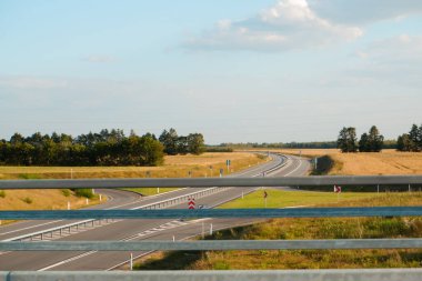 Highway road junction. view of highway road junction from the bridge. European union.