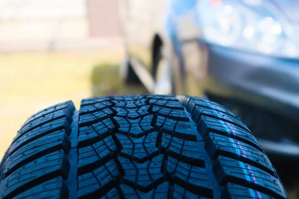 Car Winter Tire Texture Plan Tread Pattern Rubber Wheels Winter — Fotografia de Stock